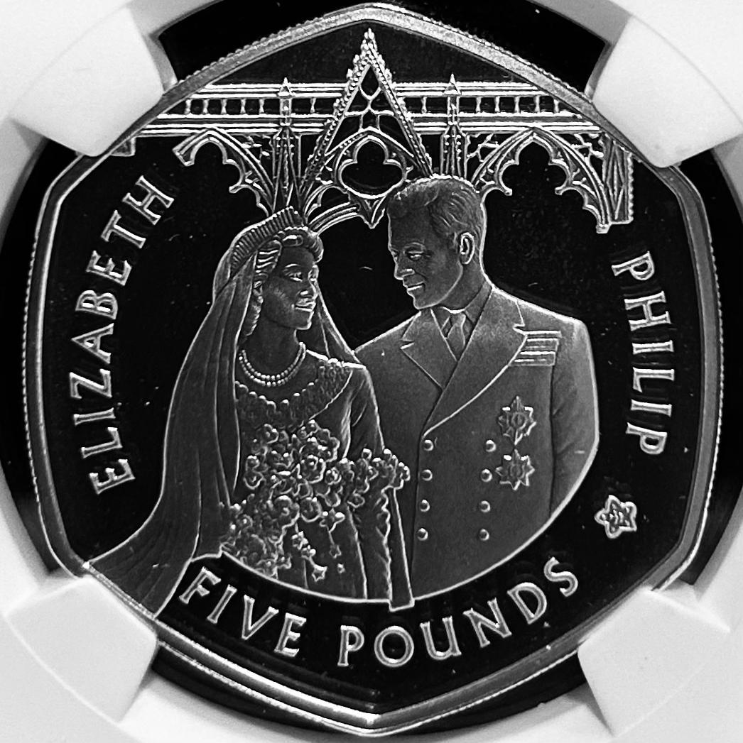 2007年 オルダニー エリザベス女王結婚60周年 銀貨（NGC PF68UC）