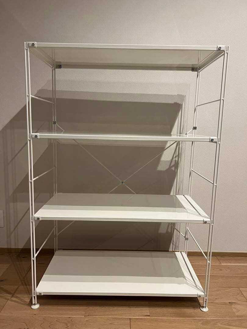 無印良品 スチールユニットシェルフ スチール棚セット ワイド 中 ライトグレー