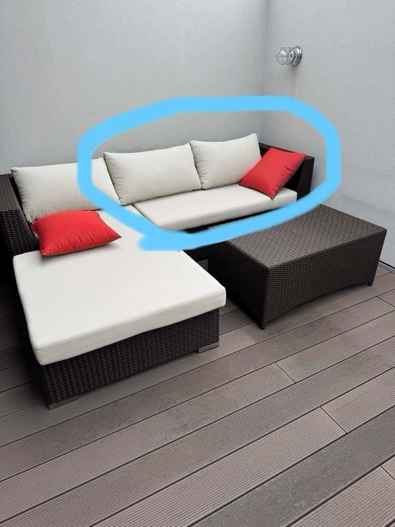 屋外用ガーデンソファ ラタン調 撥水 防水 汚れあり