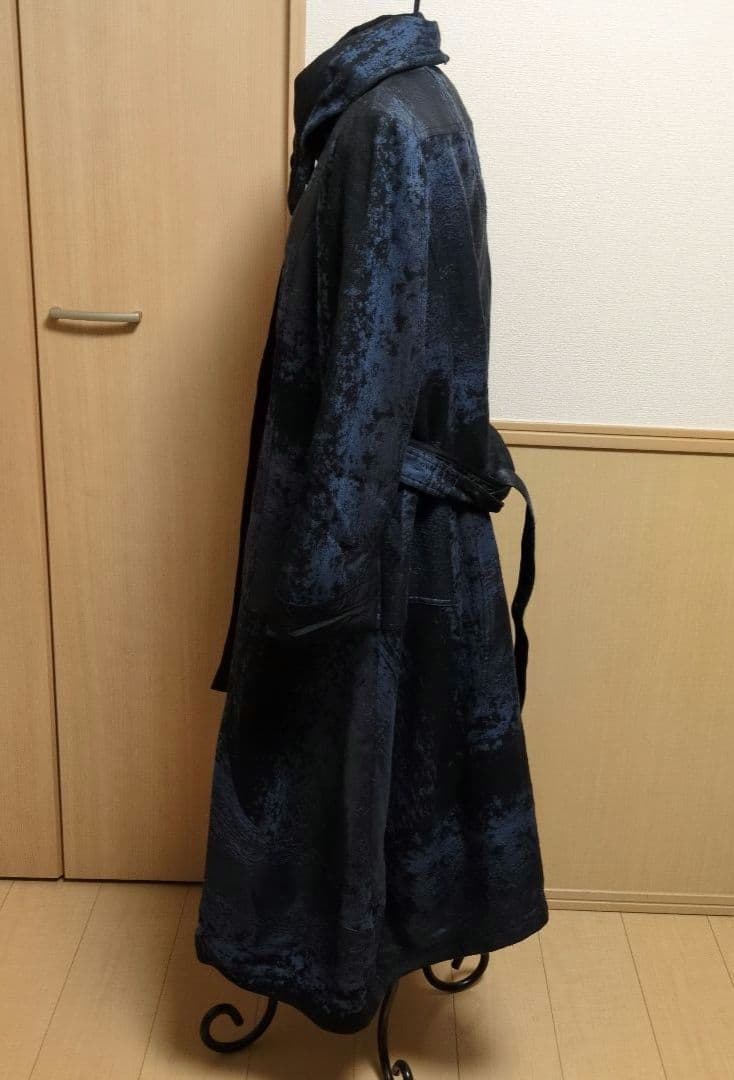 エイココンドウ　ダークブルー ロングコート ウエストベルト付き