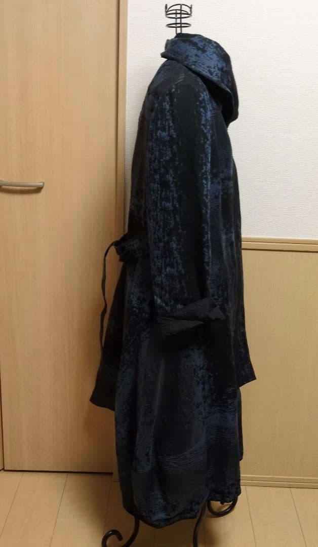エイココンドウ　ダークブルー ロングコート ウエストベルト付き