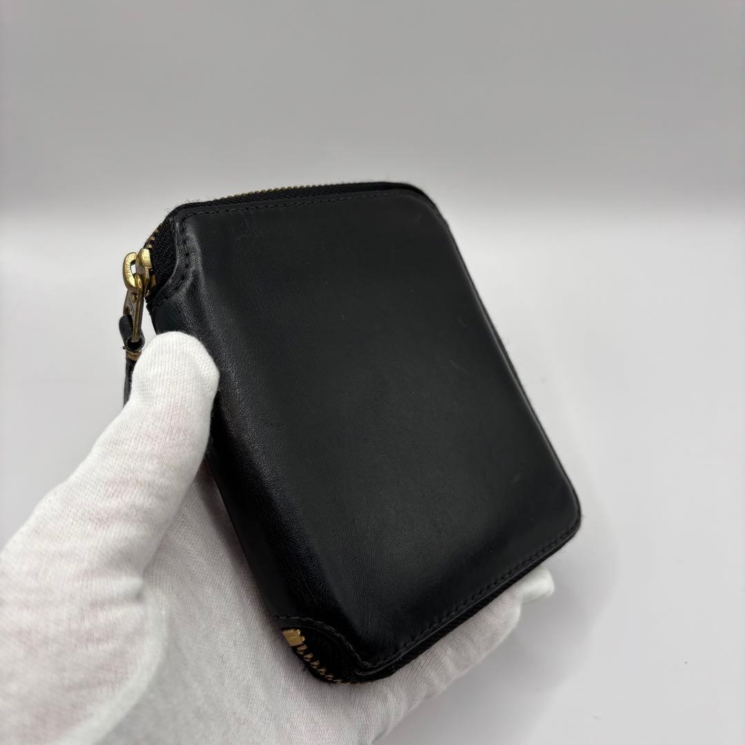 美品　comme des garcons 二つ折り財布　ブラック　ラウンドジップ
