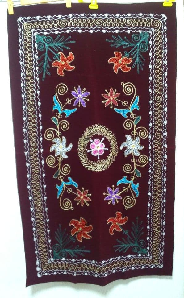 80年代製　ウズベキスタン製　ヴィンテージ　スザニ刺繍　テーブルクロス　壁掛け