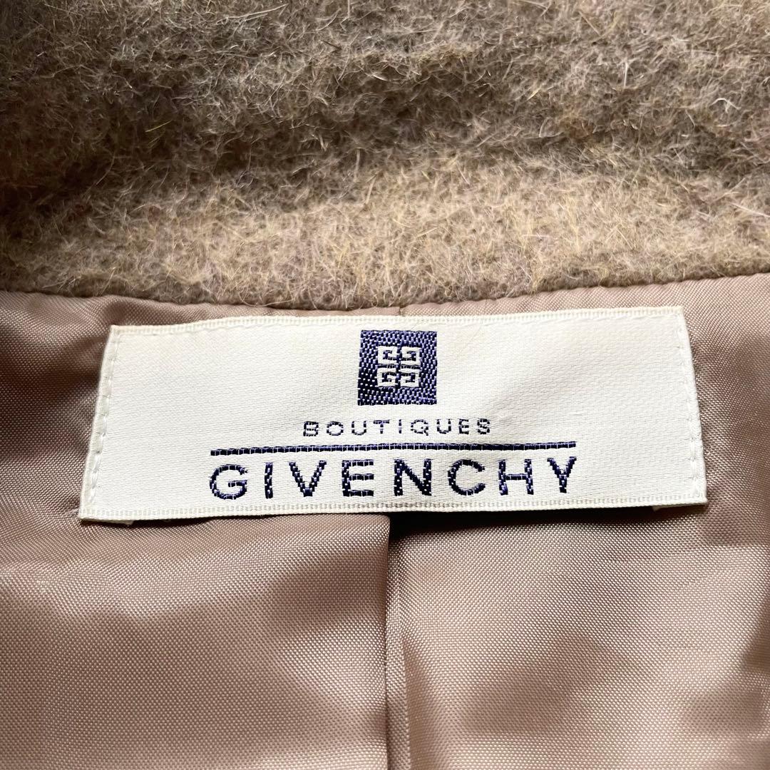 GIVENCHY 高級素材混紡 グレージュ ベルテッド ロングコート レディース
