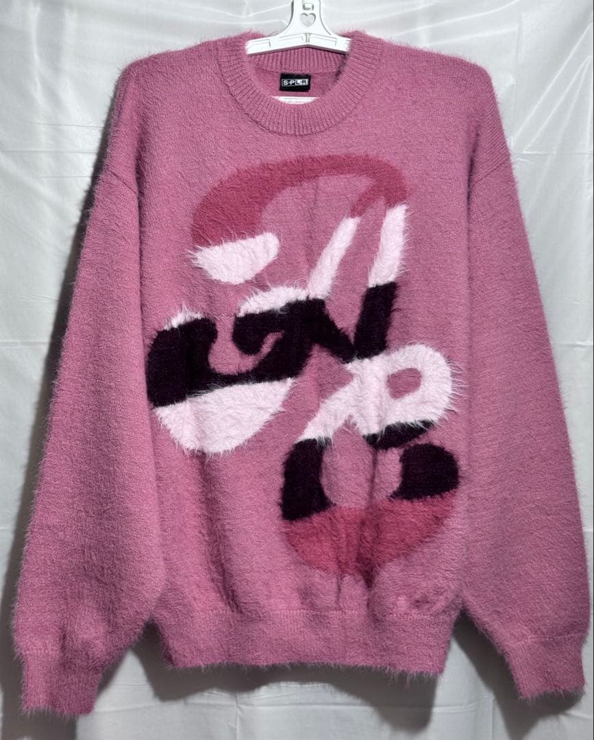 ANGEL オーバーサイズ グラデーションロゴ ニット ピンク