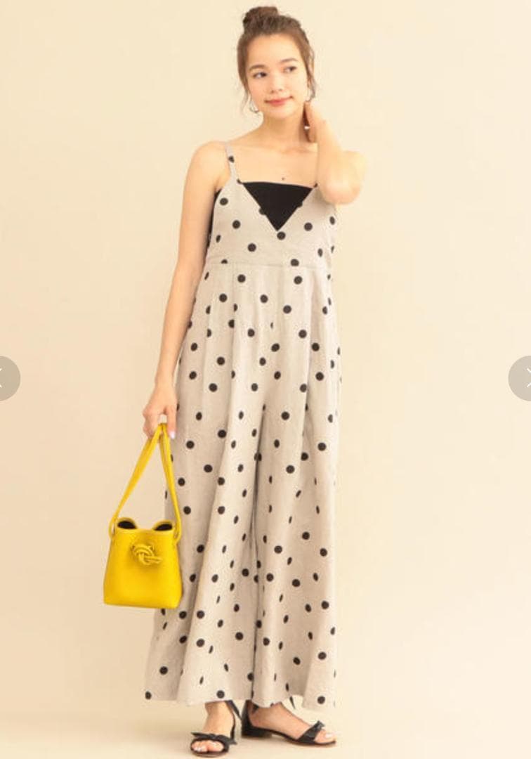 BEAUTY&YOUTH リネンドットキャミソールサロペット