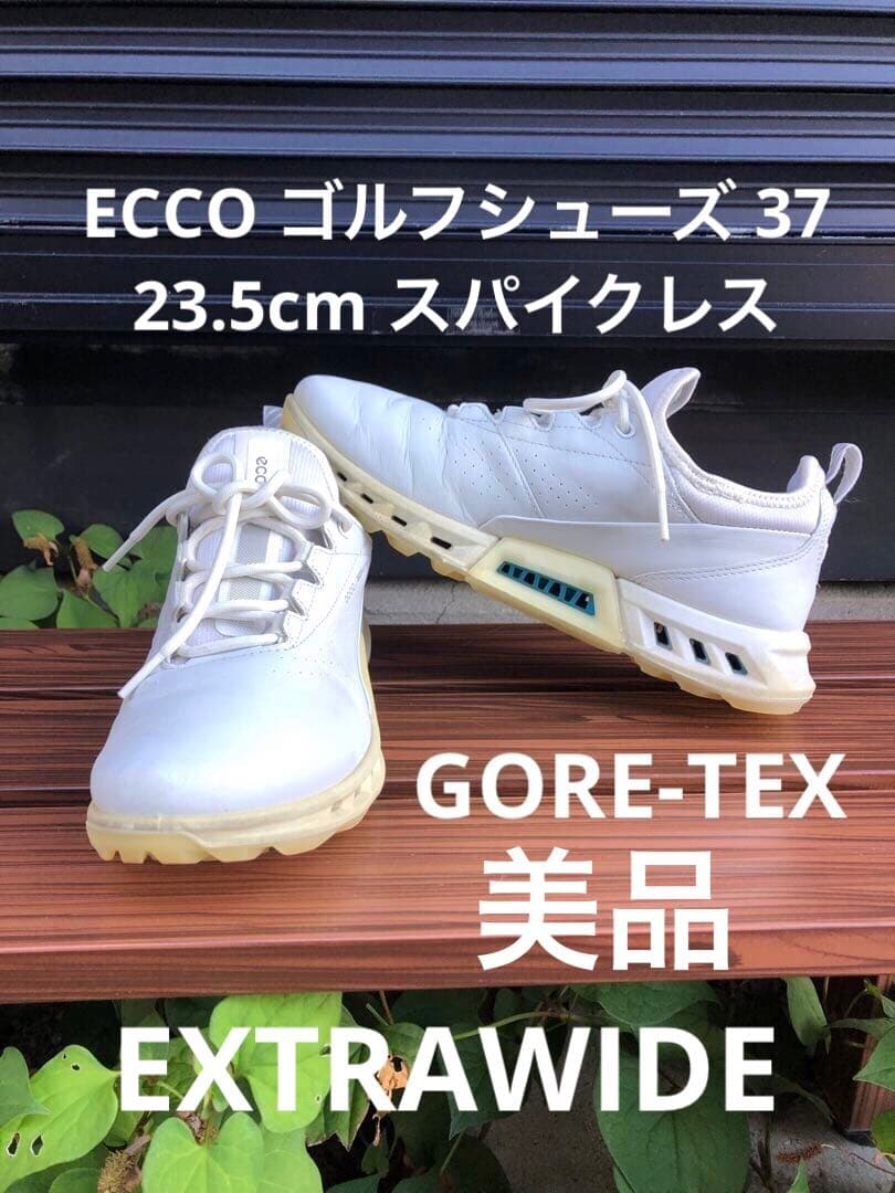 372番 美品ECCOゴルフシューズ 37 23.5cmスパイクレスゴアテックス