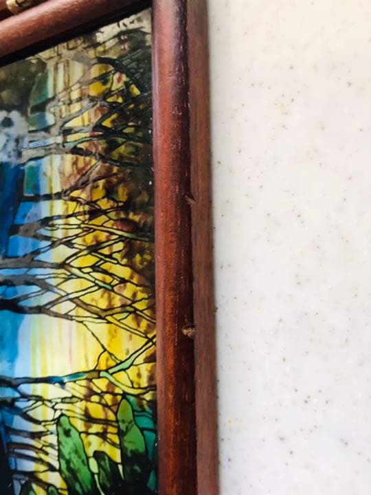 【超希少】グラスマスターズ社　森の中の小鹿三連画ステンドグラス　ティファニー