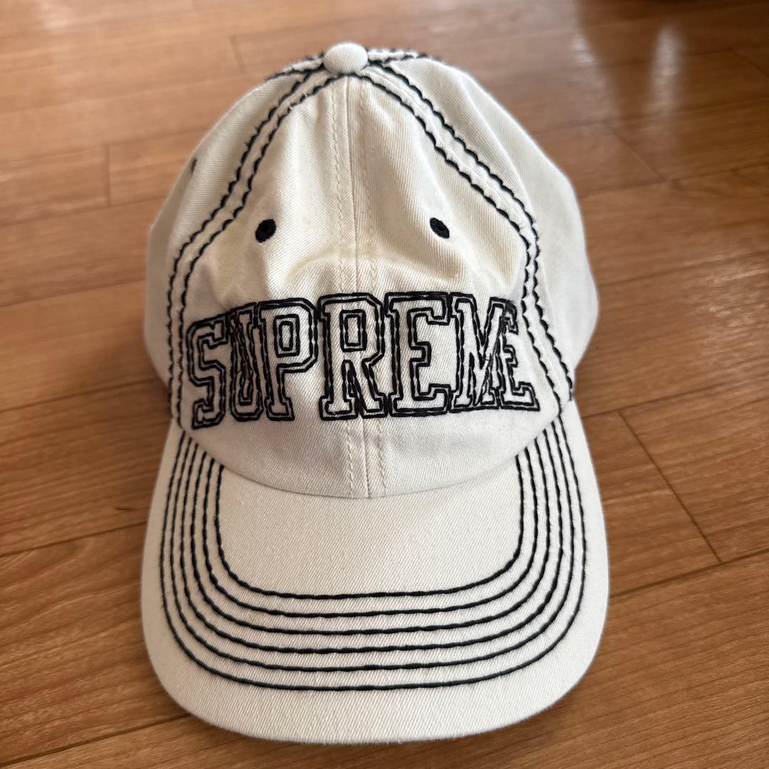 SUPREME BigStitah 6-Panel キャップ白
