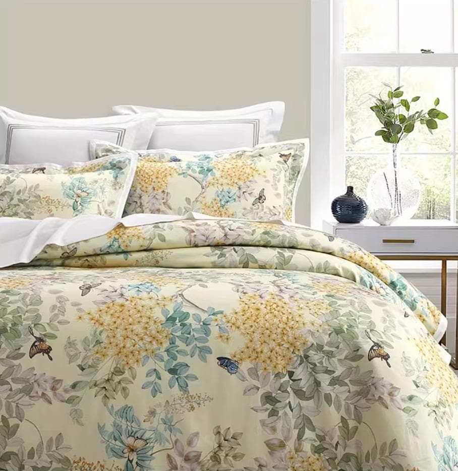 【オーダーメイド可】エジプト超長綿100% 850TC 花柄 蝶々 4点セット