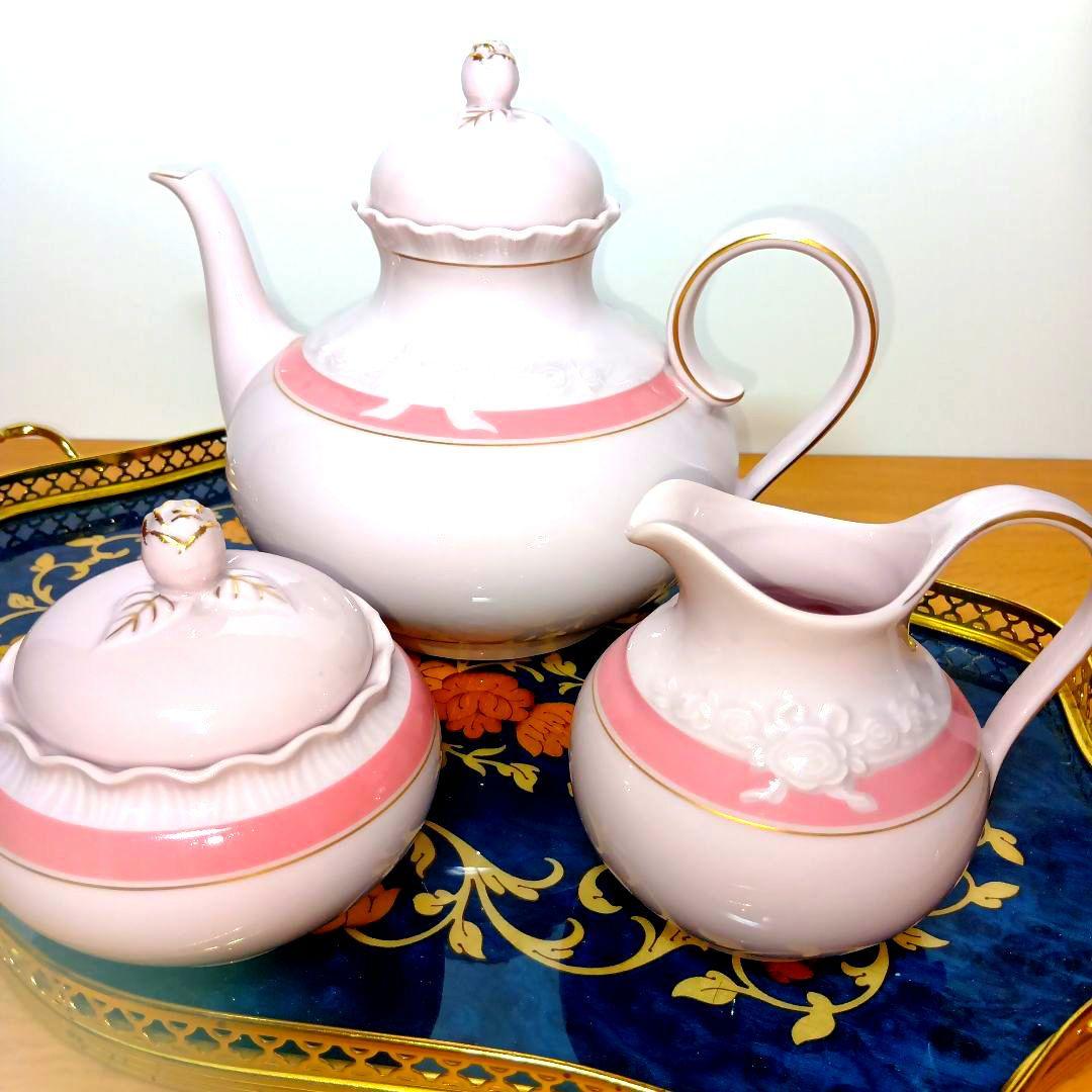 フッチェンロイター ポーセリンローズ ピンク ティーポット セット