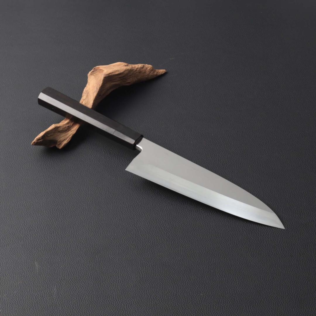 10697出刃包丁 7寸 鏡面仕上げ 刺身包丁 和包丁 黒檀黒水牛角八角柄