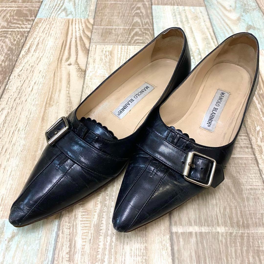12-9 MANOLO BLAHNIK　マノロブラニク ロー パンプス 37