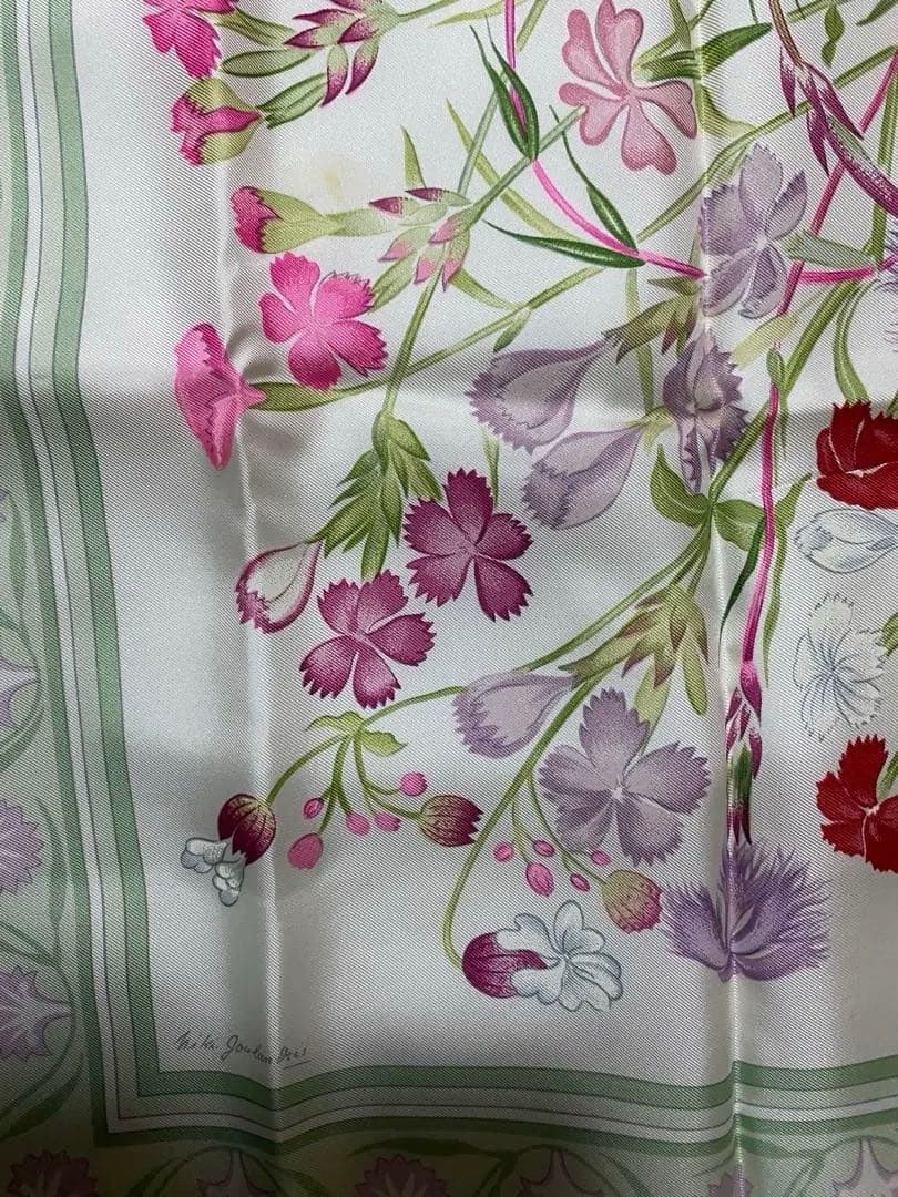 し*送様 エルメス　カレ90 野生のカーネーション(実家保管品)