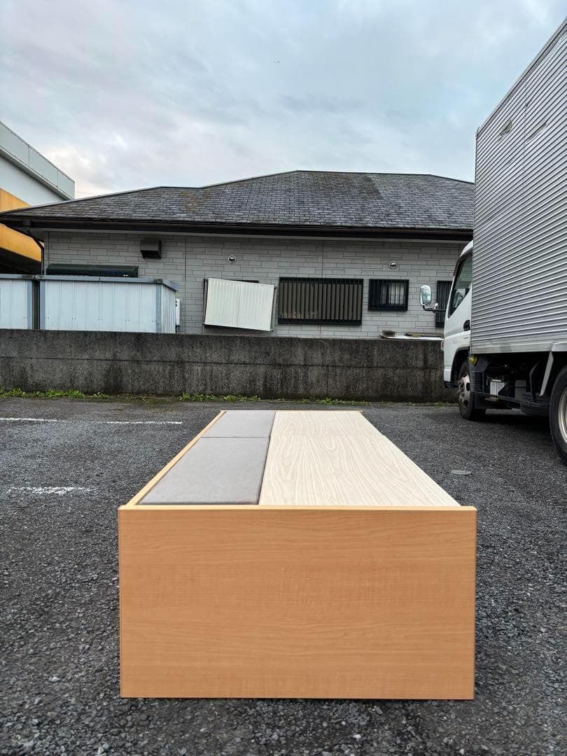 ②省スペースショートベッド ナチュラル 棚付き