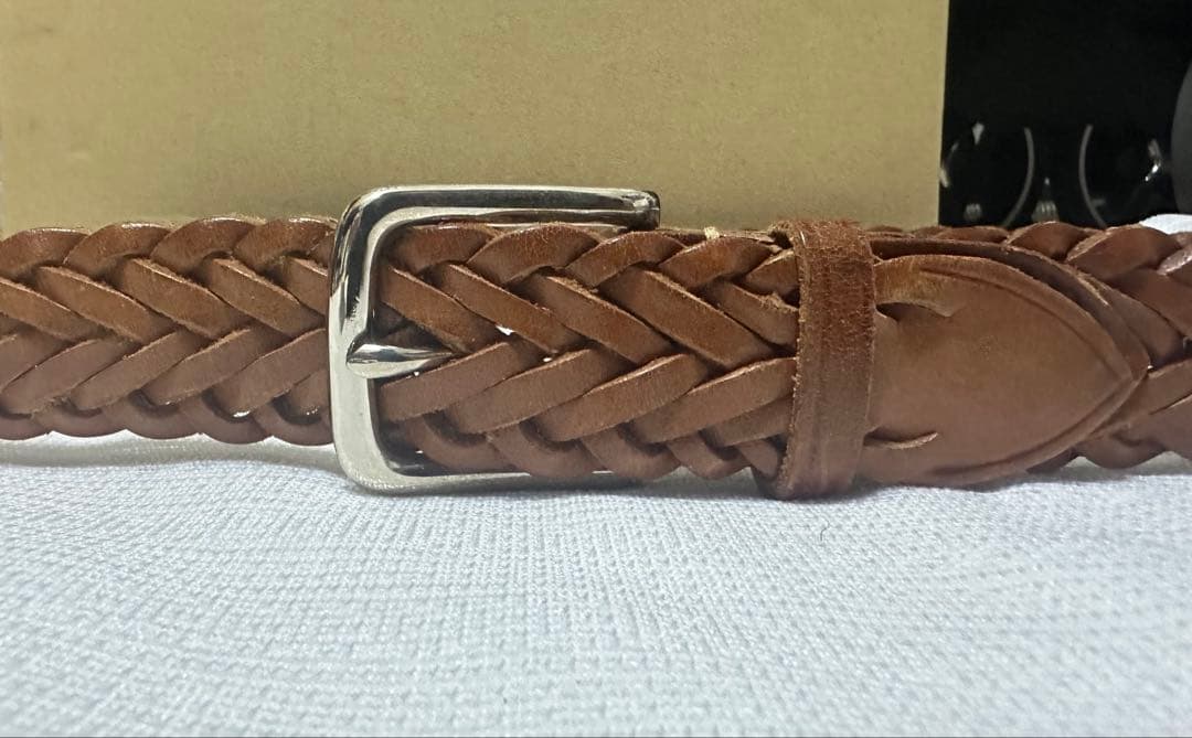 ま*る様 ホワイトハウスコックス　メッシュベルト レザー　英国製　ブラウン