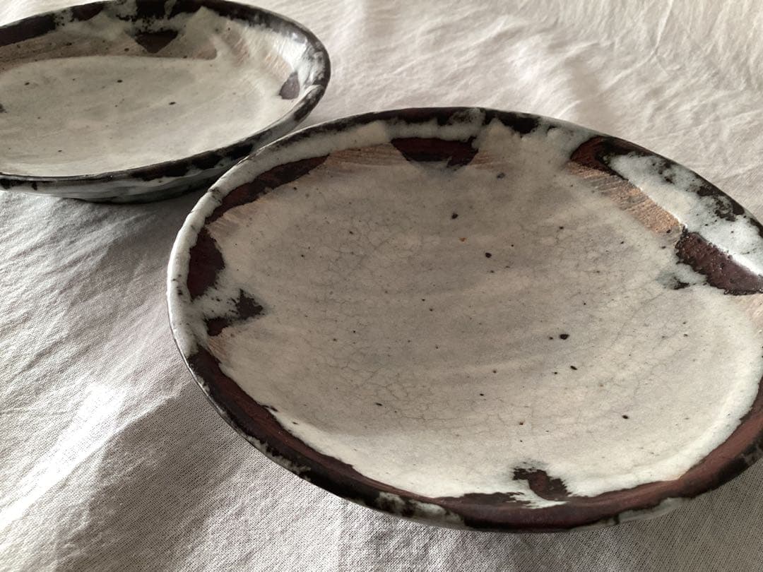 小野哲平 鉄化粧 クロス皿 5寸15センチ 2枚セット