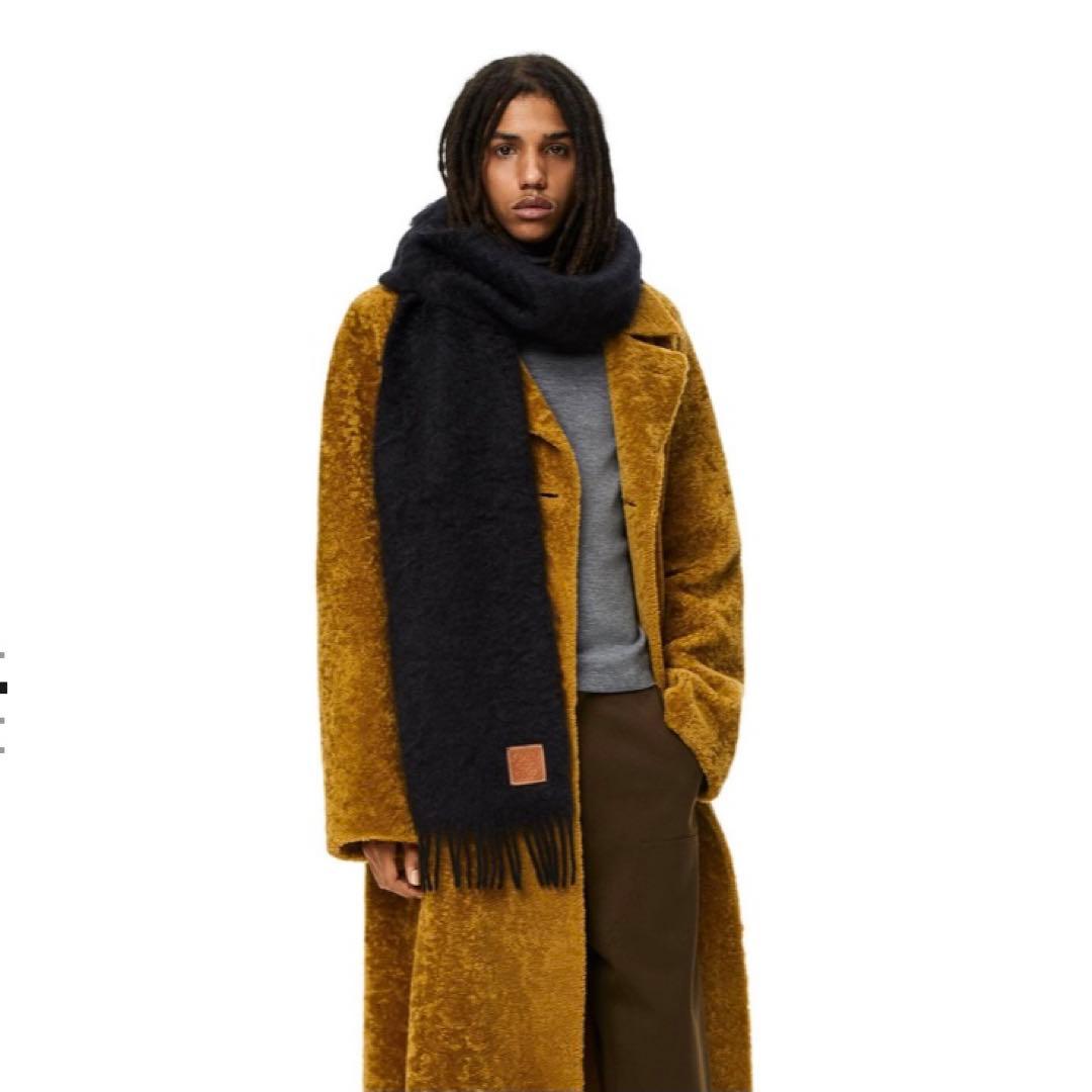 LOEWE モヘアマフラー アナグラムロゴ ブラック
