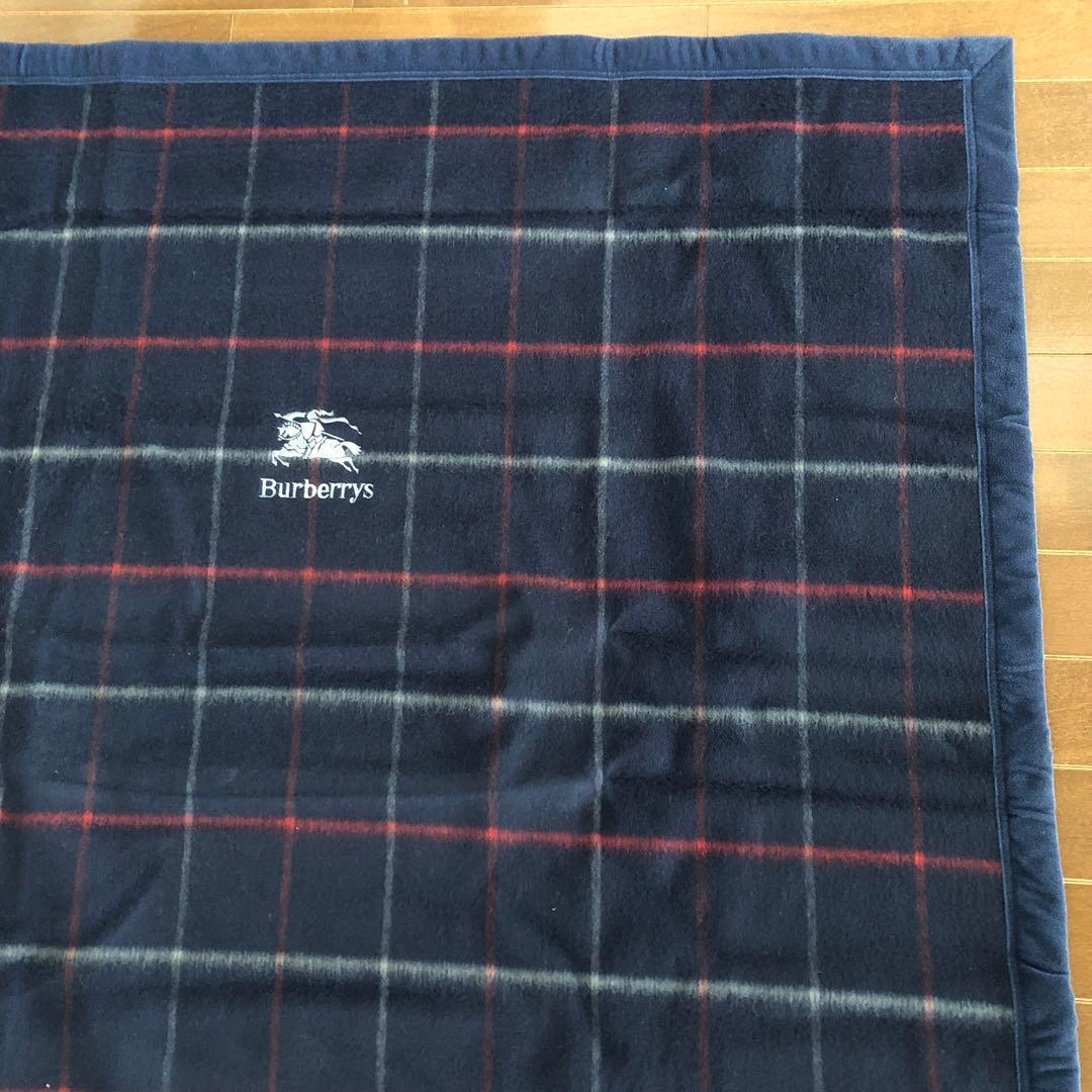 Burberrys ウール　毛布　オールド　バーバリー　ネイビー　チェック　毛