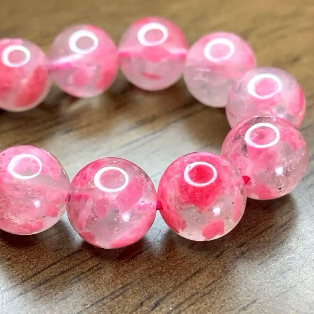 天然石ロードナイトシリカ約11.2㍉ブレスレッ