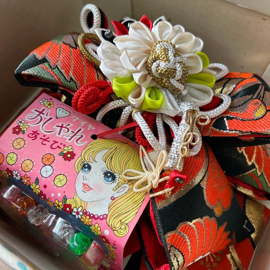 年代物　レトロ　おしゃれ　七五三用 帯　花柄リボン　昭和
