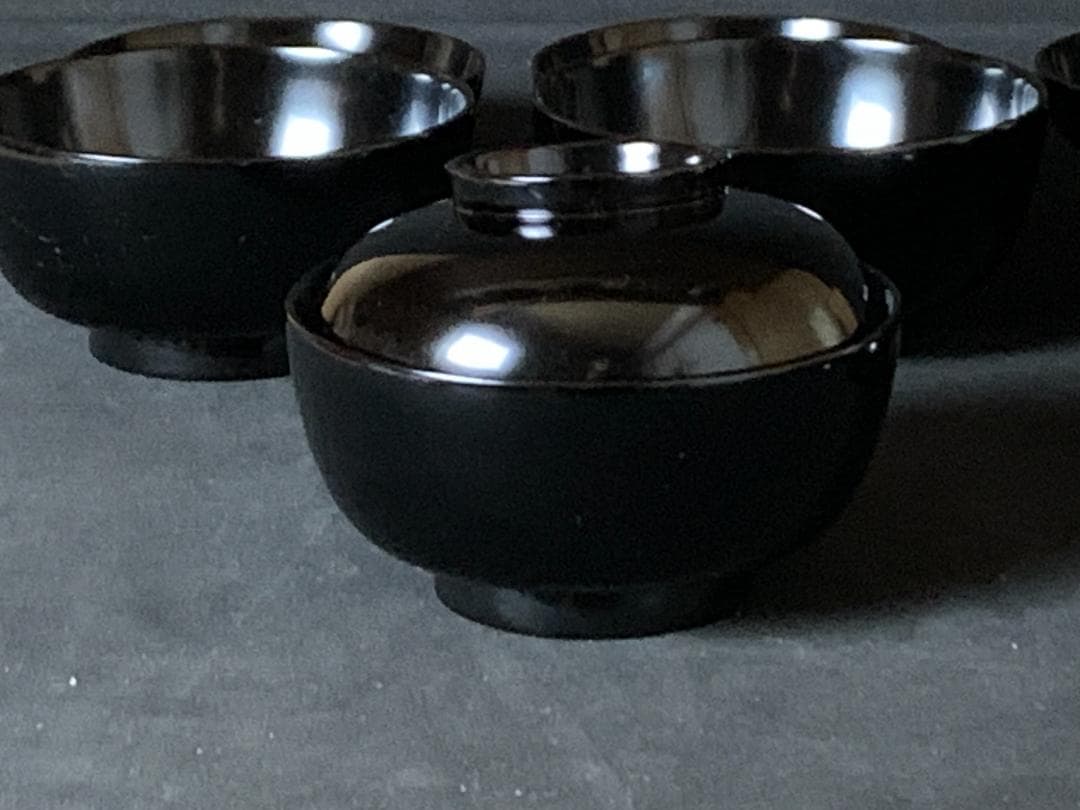 輪島塗 塩安製 黒真塗 飯椀 10客 共箱 茶懐石道具茶道具 903