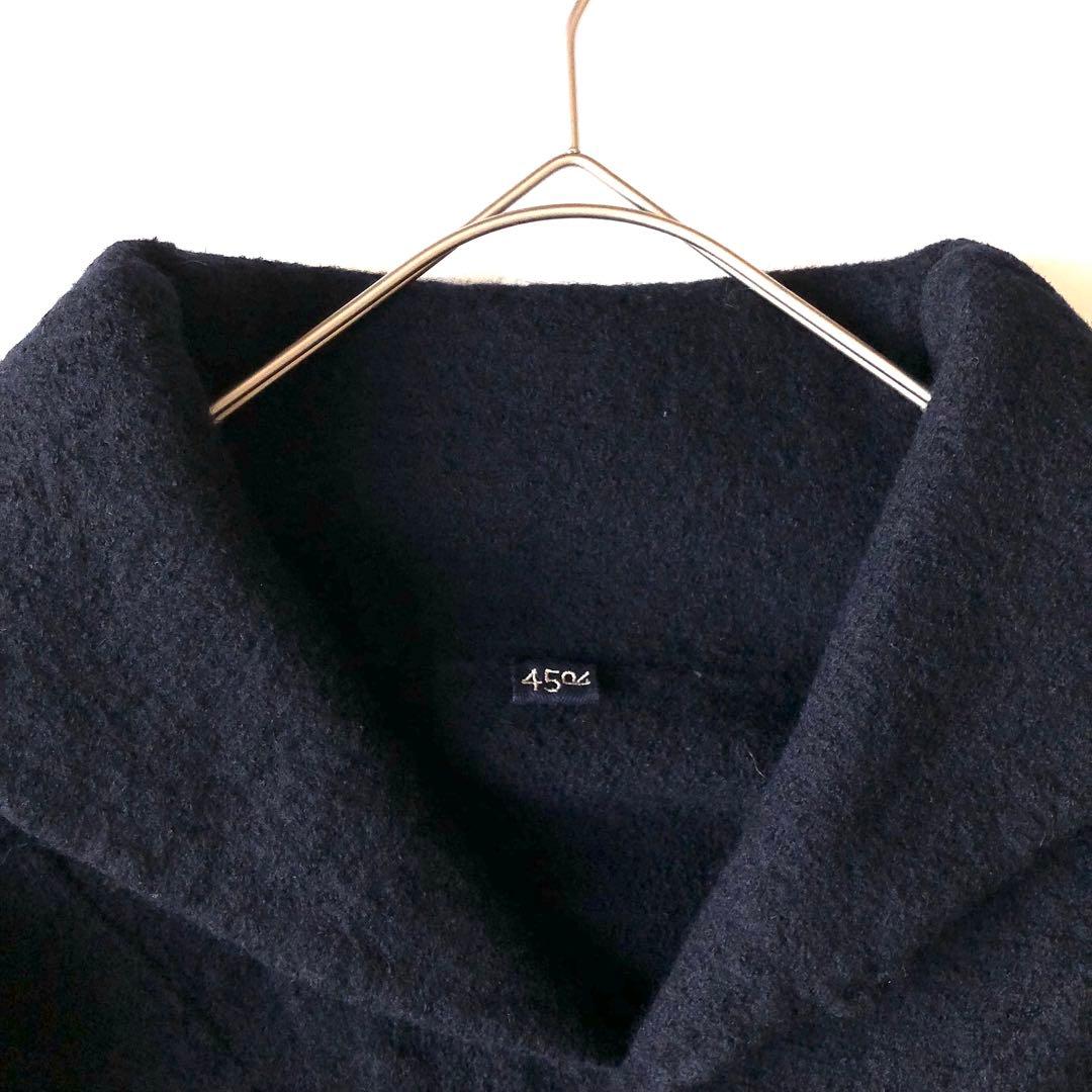 3007y美品 45R アルル縮重ショールプル 紺 ウール　現行タグ 近年 XL