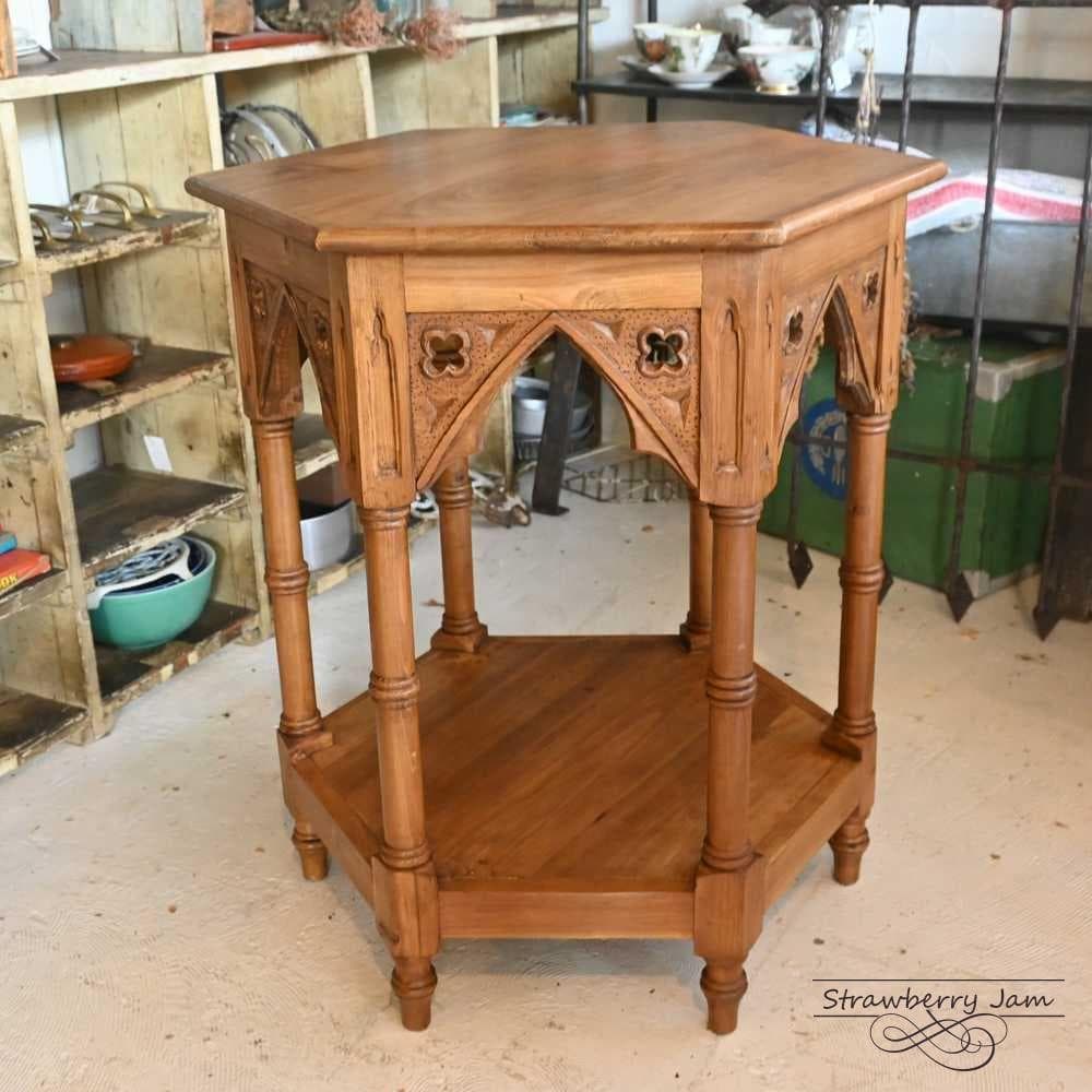 IFU-412 英国アンティーク コーヒーテーブル 花台 教会 スモールテーブル