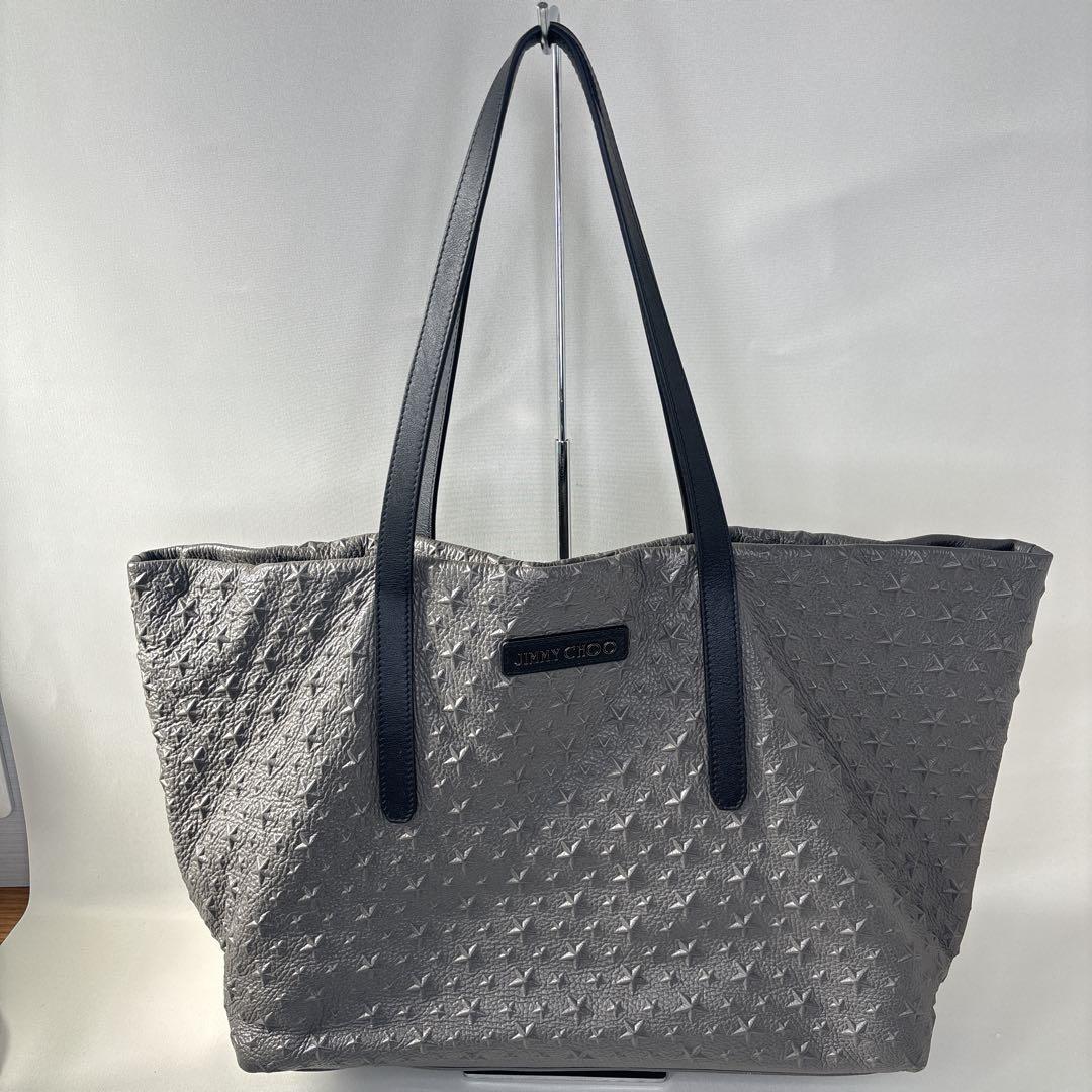 【JIMMY CHOO】 グレー トートバッグ　星型エンボス加工