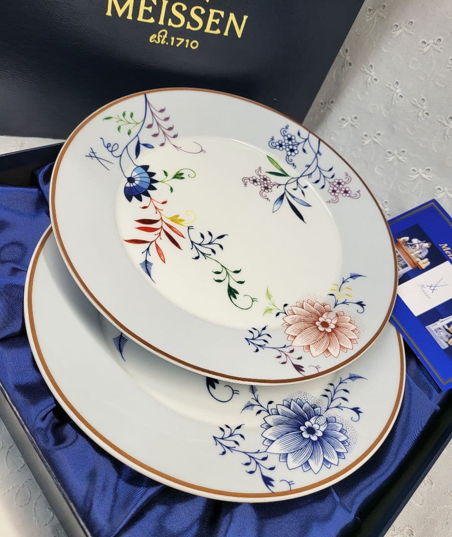 レア✨未使用✨マイセン ブルーオニオン 100周年記念 カラーオニオン プレート