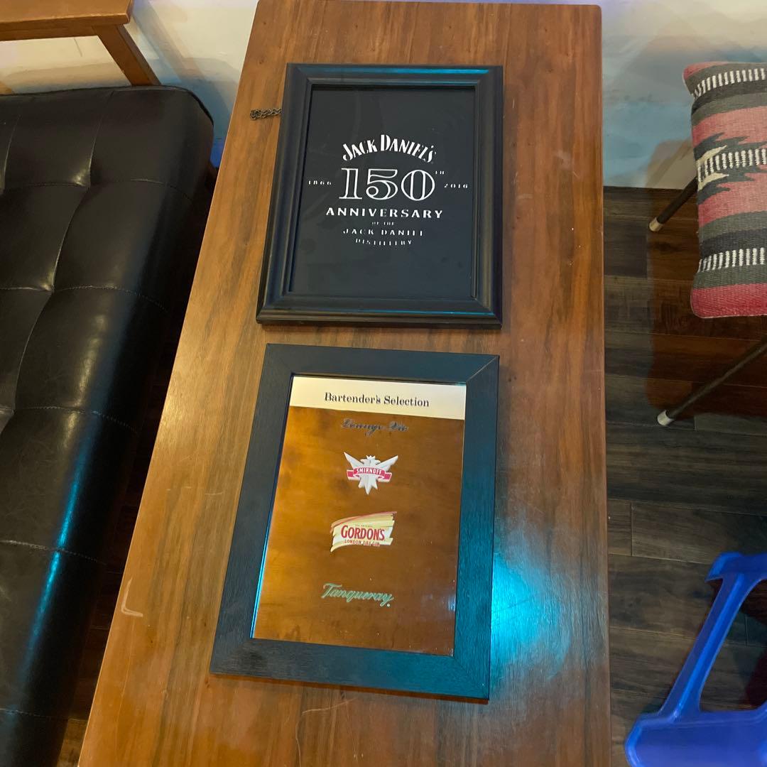 【希少】2枚セット ジャックダニエル 150周年 & ディアジオ社パブミラー