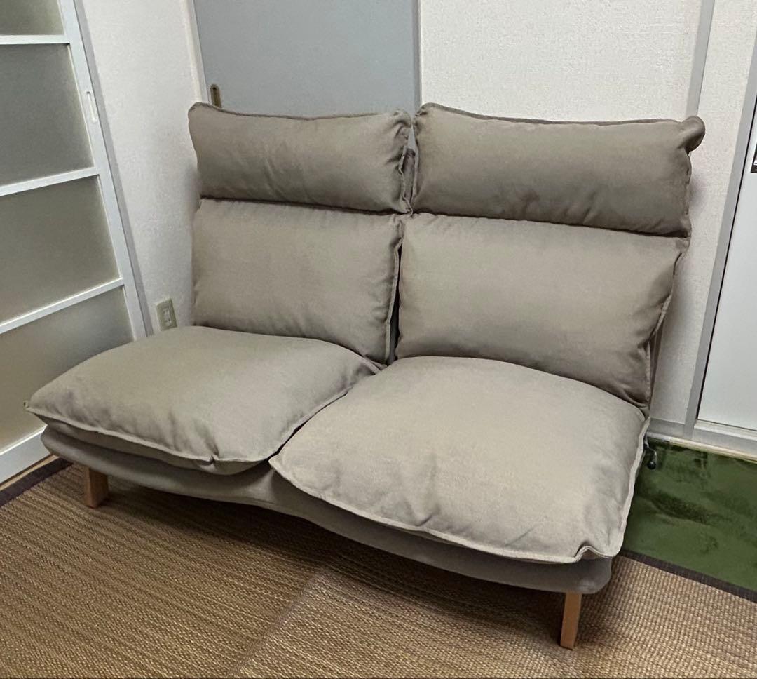 無印良品（MUJI）ハイバックリクライニングソファ 2人掛け グレーベージュ