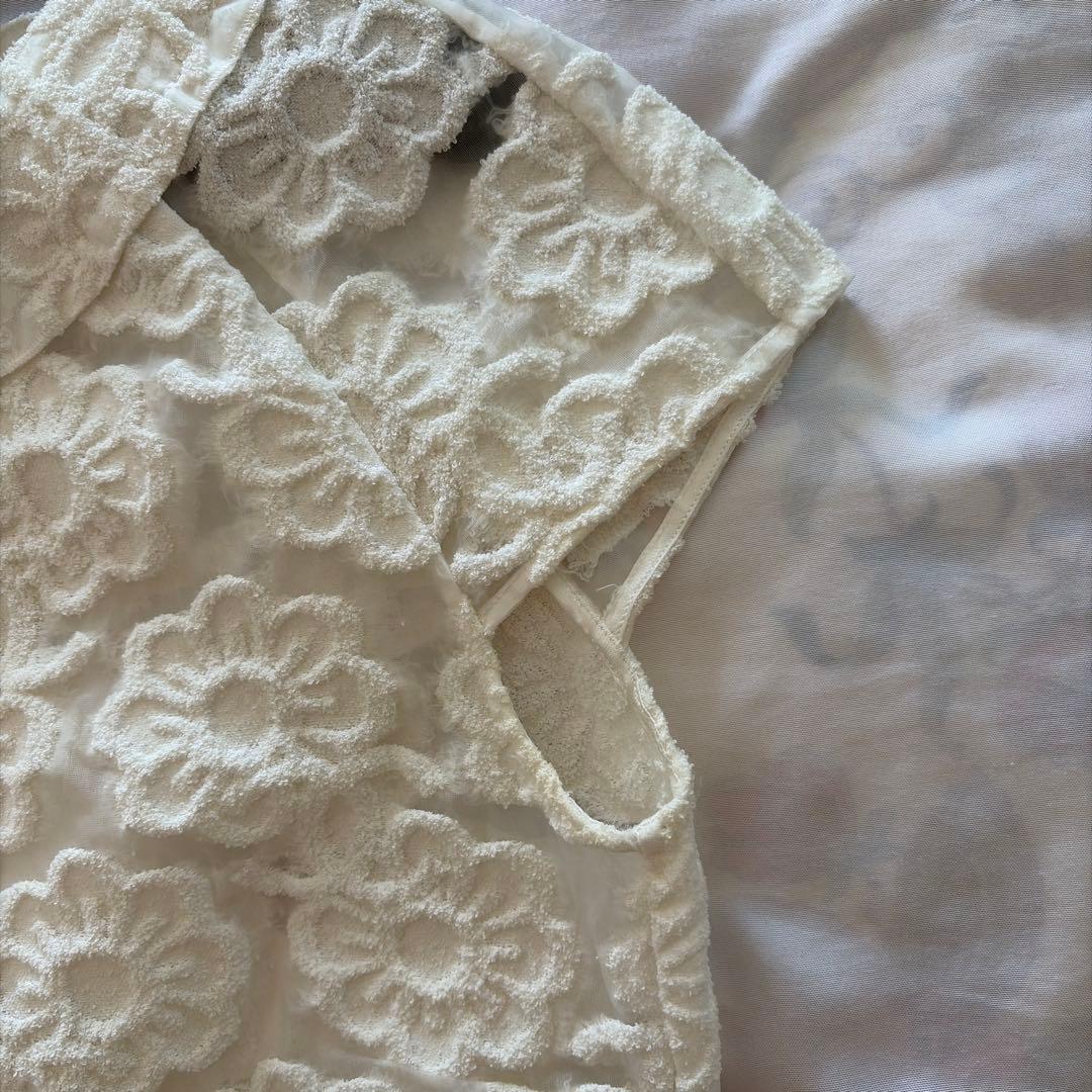 CHANEL 花柄刺繍 半袖シャツ34