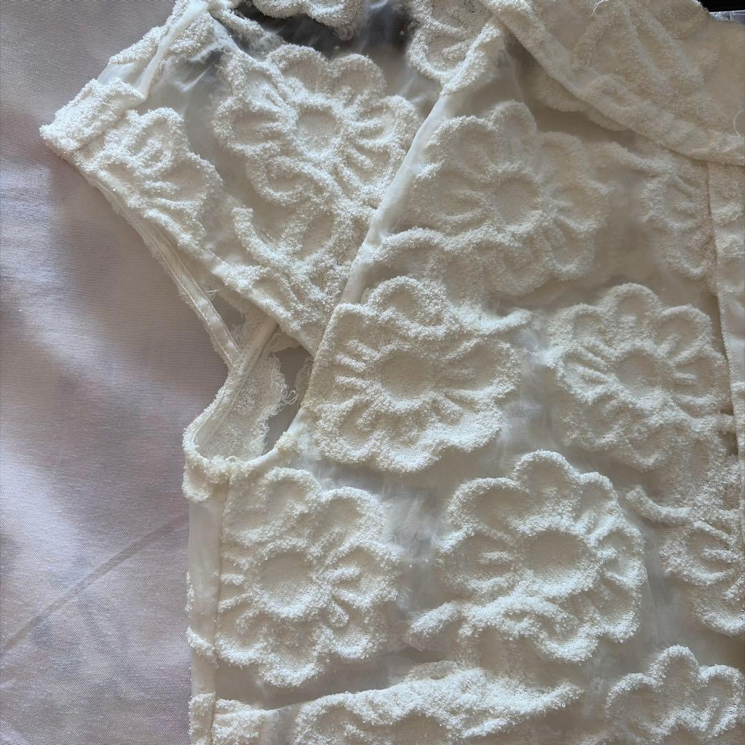 CHANEL 花柄刺繍 半袖シャツ34