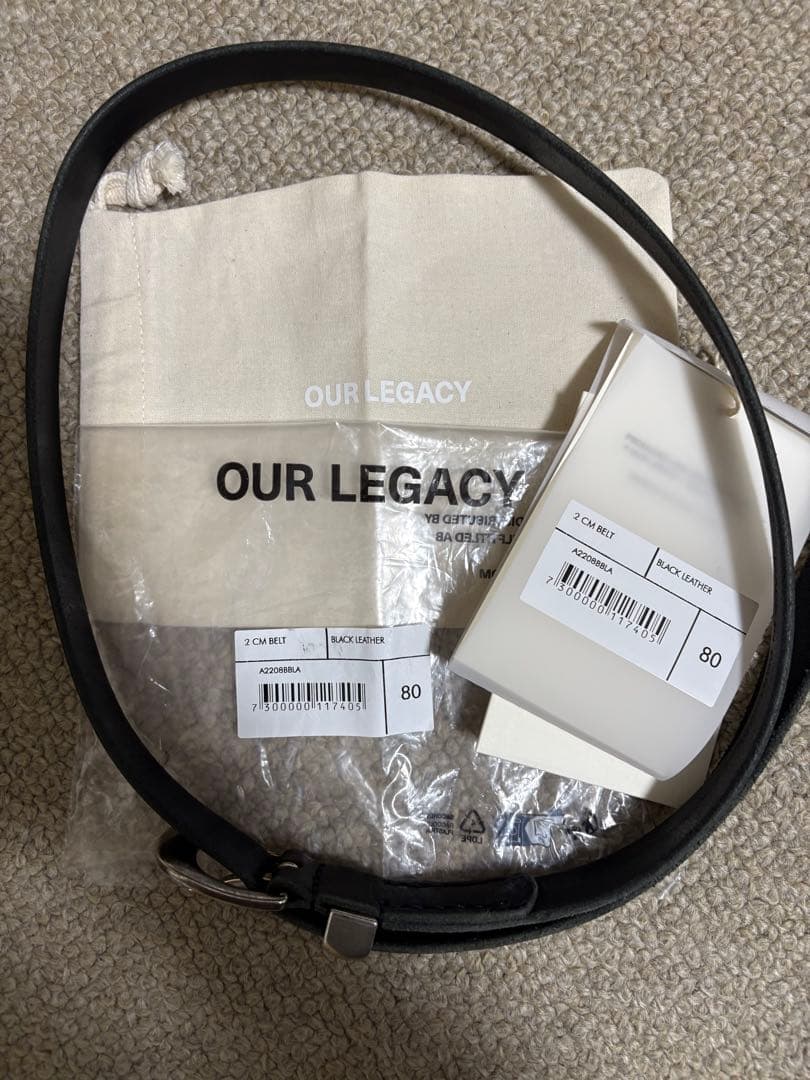 ourlegacy 2cm belt black サイズ80