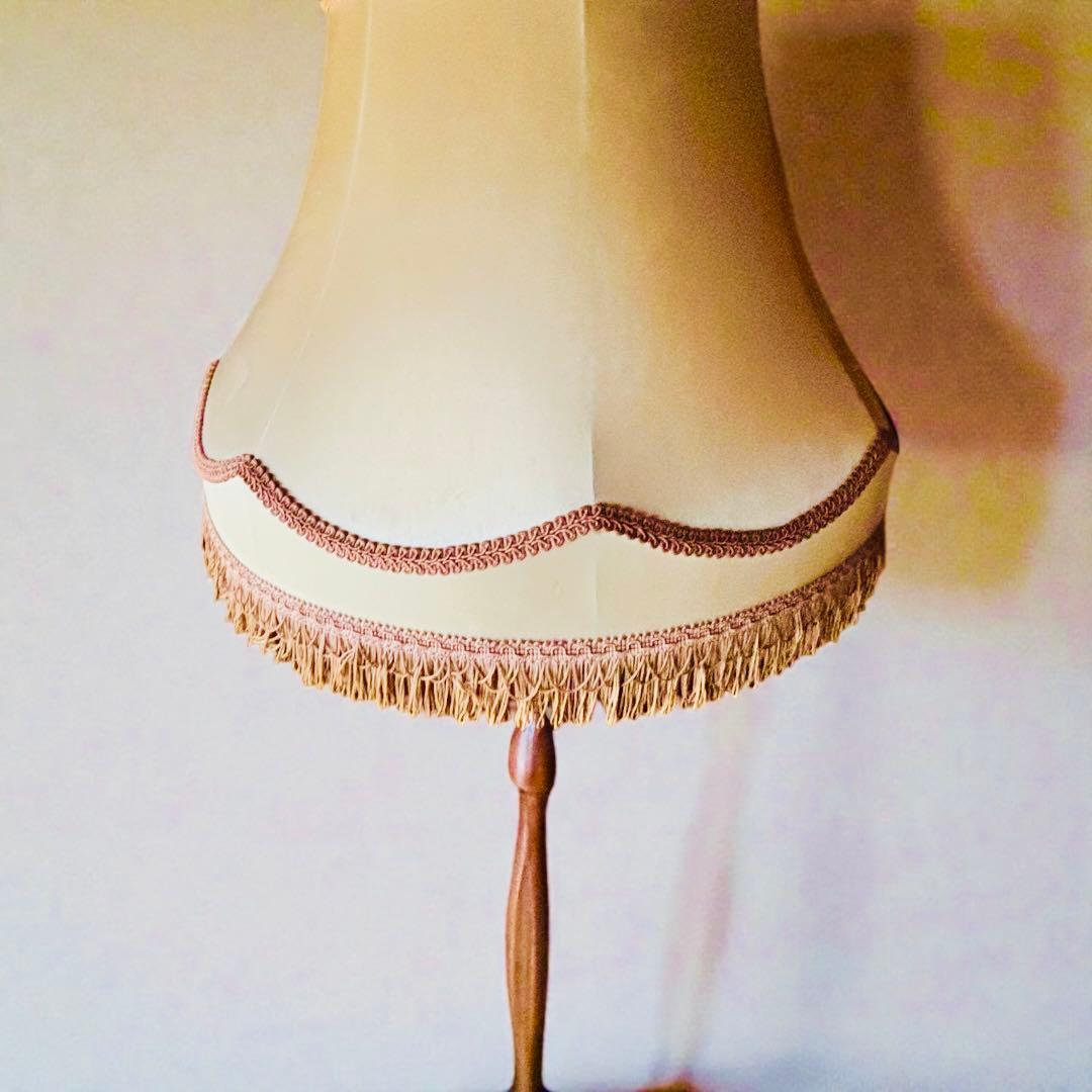 木製フロアランプ 布シェード 高さ160cm 大型照明 アンティーク　レトロ