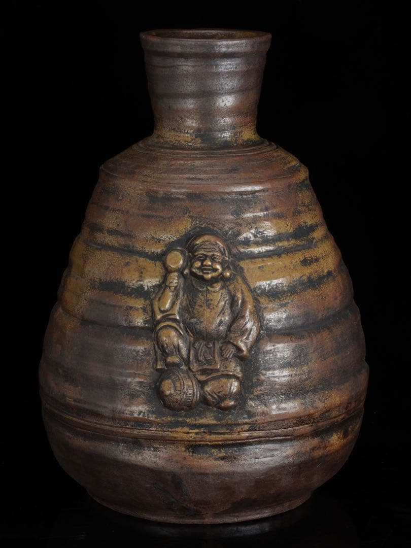 備前焼 古備前 人形大徳利 恵比寿大黒天寿老人 三神人形大徳利 45cm 骨董品