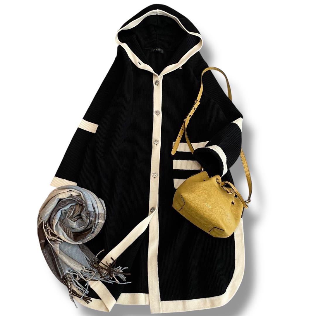 美品✨ダーマコレクション コート ロングカーディガン ウール フード付 LL