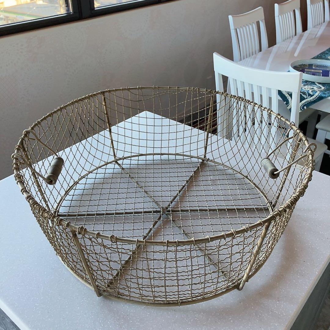 フランス蚤の市 ワイヤーバスケット 57センチ ヴィンテージ インテリア雑貨