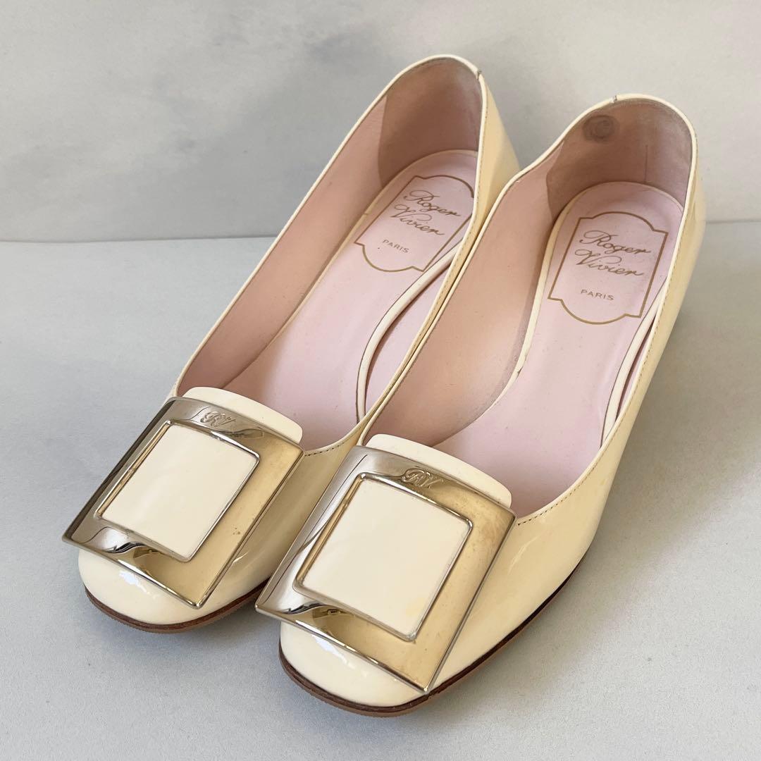 ロジェヴィヴィエ パテント パンプス トレヴィヴィエ チャンキーヒール35.5