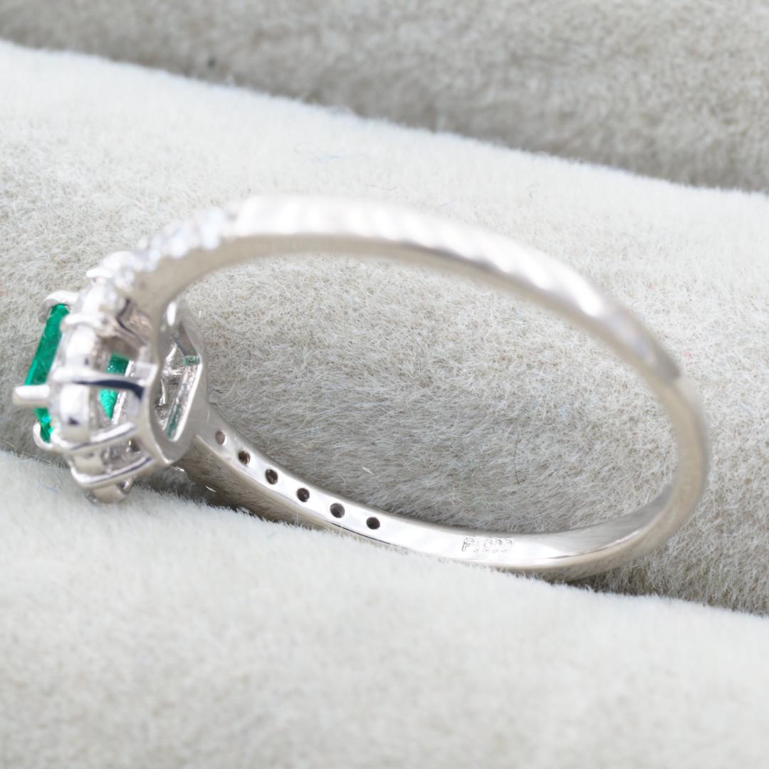 上質エメラルド 0.15ct ダイヤ 0.33ct リング 12号 Pt900