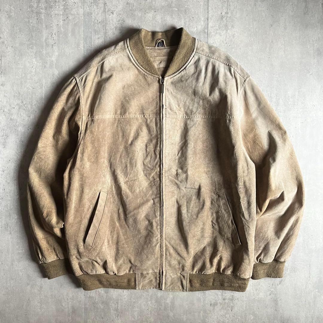 【90s vintage】レザー　ボンバージャケット　ブルゾン　フェード　本革