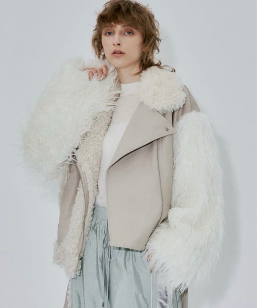 la belle Etude ライダースジャケット 異素材ボリュームファー