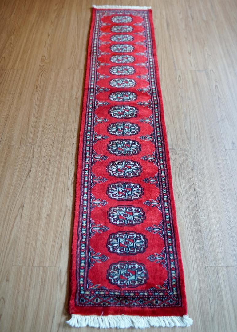 161×34cm トルクメン ボハララグ 手織り絨毯 ランナー