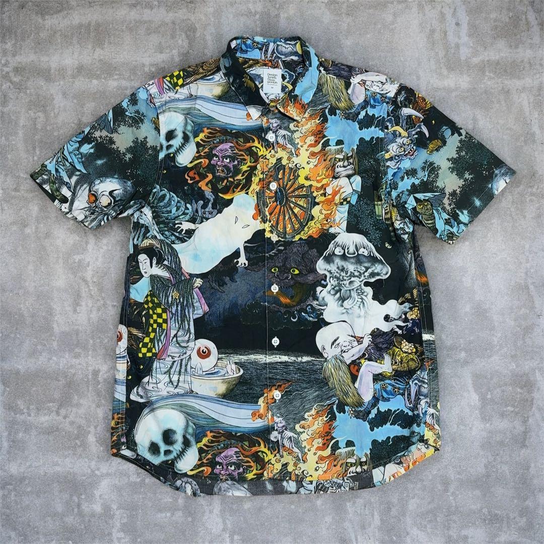 【希少】グラニフ×ゲゲゲの鬼太郎　コラボ　半袖シャツ　総柄　激レア