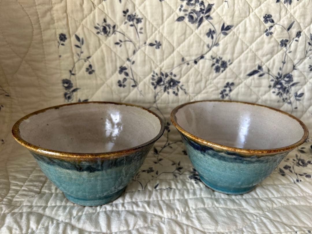 未使用　やちむん　古我知焼　ヒージャーマカイ　茶碗２個