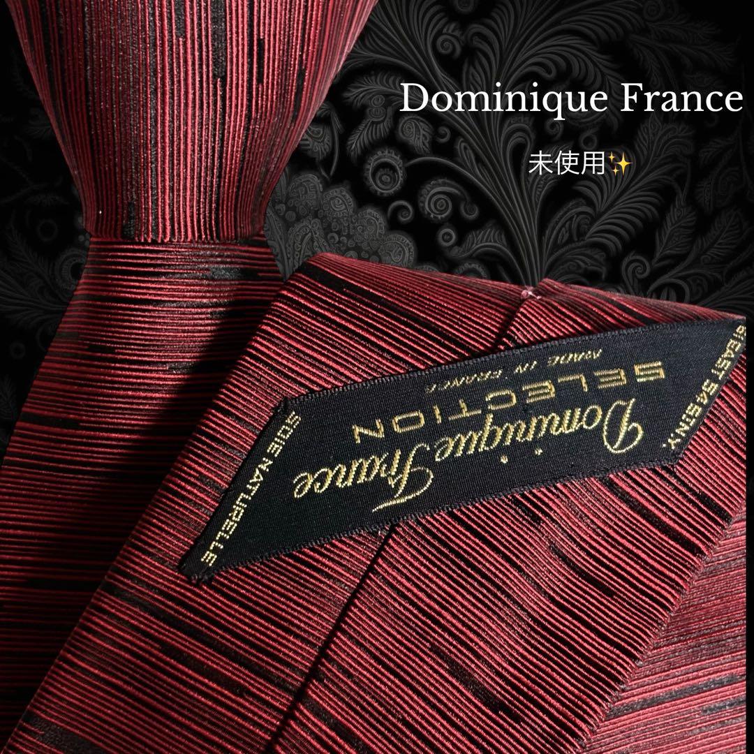 Dominique France ネクタイ レッド ブラック ストライプ系