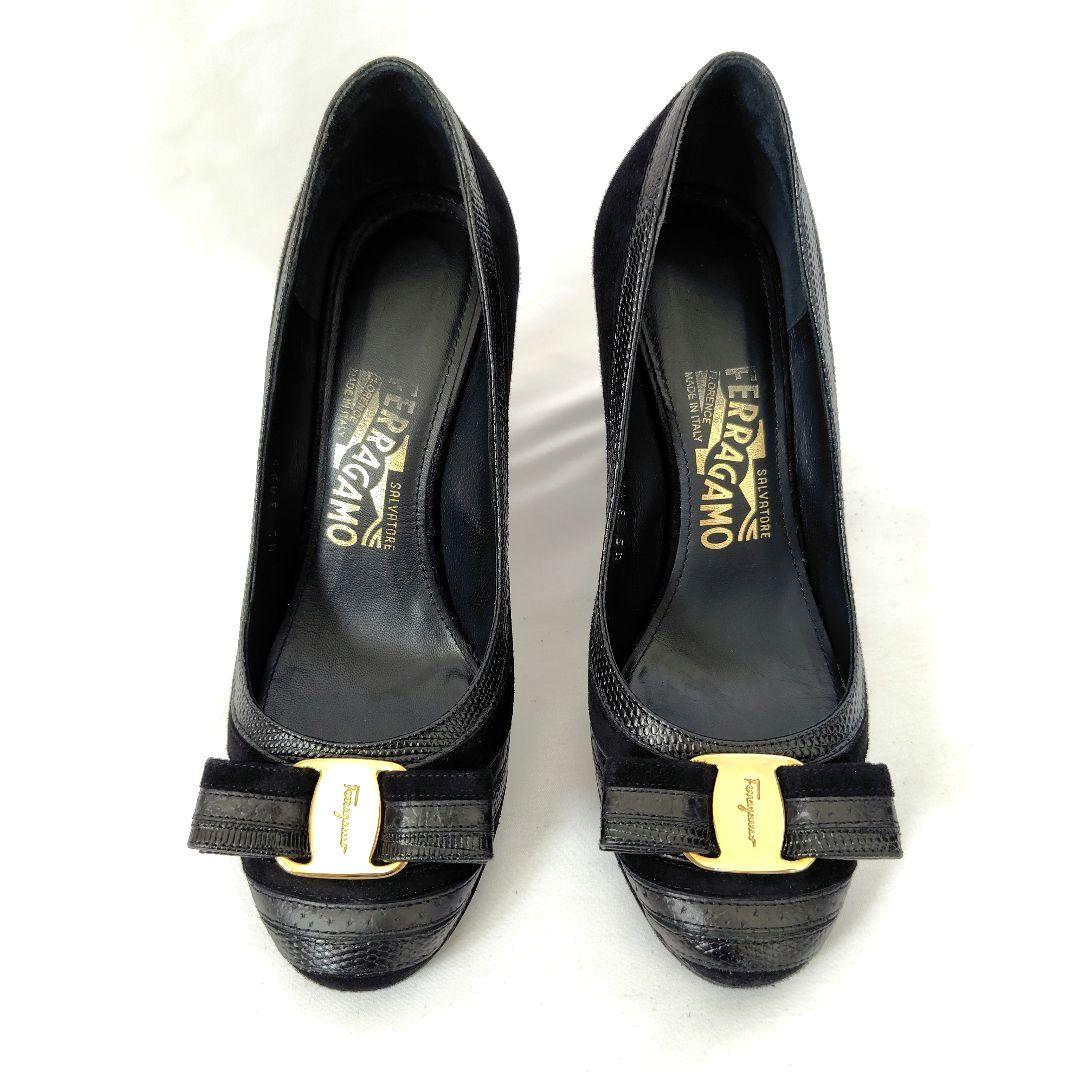 hafa28 フェラガモ クロエ 2点ヴァラ カルラ パンプス 黒