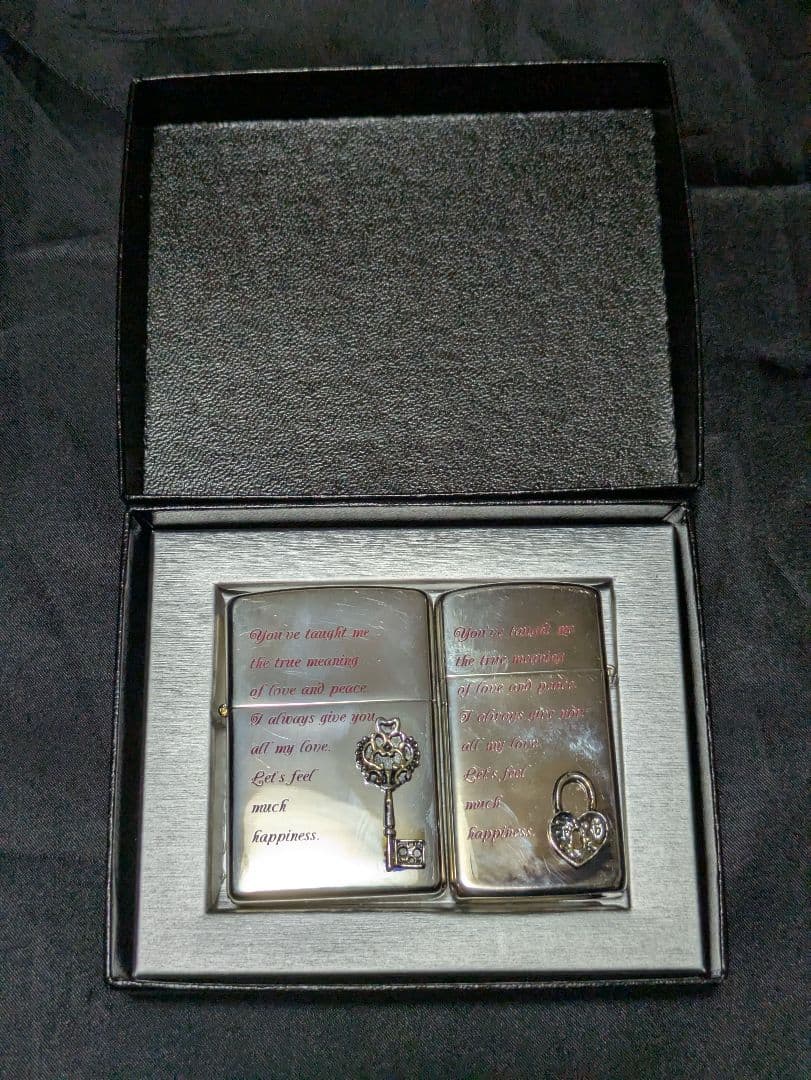 ZIPPO ペアセット　鍵と南京錠デザイン　ジッポー　オイルライター　カップル
