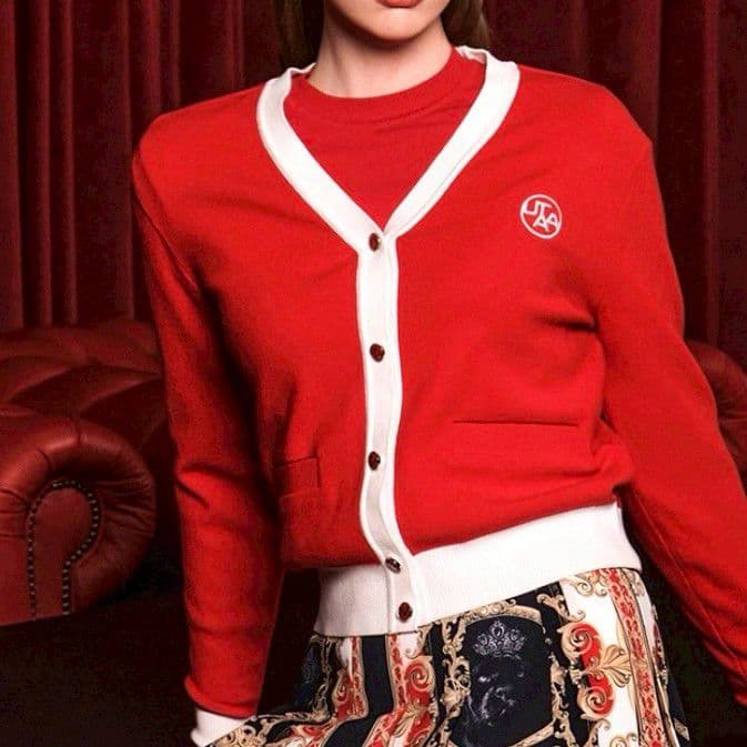 新品　UTAA　ユタ　ゴルフ　カーディガン　レッド　M　レディース